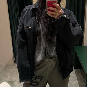 Zara Black Denim Bomber Jacket